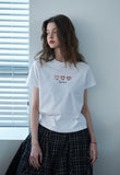 Caroline Chain Embroidered Crop Short Sleeve Tee