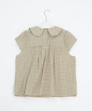 Meva Check Ribbon Short Sleeve Blouse