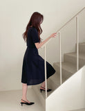Rocha Tweed Ribbon Short Sleeve Flare One Piece