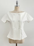 Denlua Double Button Jacket Blouse