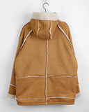 Tama suede loose fit hood fleece mustang