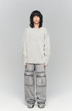 SIDE BUTTON BOUCLE KNIT