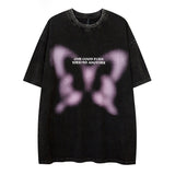 Butterfly Printed Over Short Sleeve T-Shirt