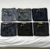 Washing Banding Heated Fabric Brushed Hem Snap Wide Fit Denim Pants XL~