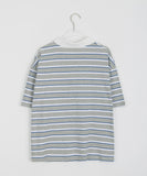 Hennata Collar Stripe Over Short Sleeve Tee