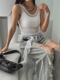 See-through drop frill sleeveless