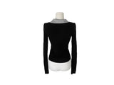 Elti Collar Color Matching Slim Ribbed Knit