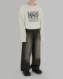 Mud washed wide jeans