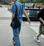 Summer denim half shirt