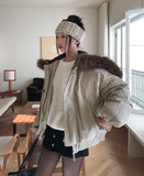 [Wool 20%] Dobby Line Alpaca Round Knit