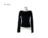 Log Rib Basic Boat Neck T-Shirt
