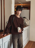 Caron shoulder button knit