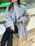 [Wool85%] Labelli Shawl Collar Wool Cashmere Handmade Half Coat