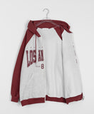 Mikae two-way color matching brushed printing over hood zip-up