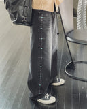 Rotin Studded Wide Denim Pants
