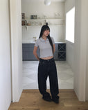 Soming Flower Round Collar Frill Short Sleeve T-Shirt