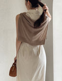 Latte Pocket Collar Sleeveless One Piece (Belt Set)