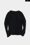 Sol button hairy knit top