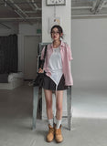 String striped over short-sleeved shirt