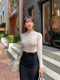 Holly half turtleneck shirring knit