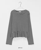 Jouni Striped Frill Long Sleeve Tee