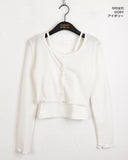 [Sleeveless SET] Dalit Ribbed Sleeveless Snap Button Long Sleeve Cardigan Set