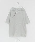 [Unisex] Belinde Stripe Hood Short Sleeve Tee