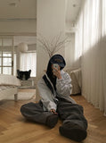 Charne Herringbone Wide Cotton Pants