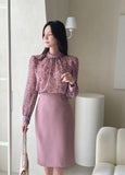 Ser Leopard Chiffon Shirring Blouse