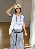 EMBO CHECK LONG SKIRT