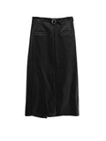 Revon Crack Leather Long Skirt