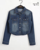 tackle pocket button cropped washed denim shirt