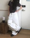 Nodi Back Pocket Wide Cotton Pants