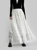 Feather See-Through Tiered Skirt