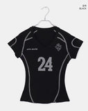 Muune Number Printed V-Neck Short Sleeve T-Shirt