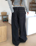 Onu Sagging Banding Layered Denim Pants