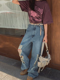 muse wide damage denim pants