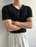 Ice Tencel V-neck Short Sleeve Knit