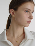 Triple Silver Cutout One-Touch Earrings S