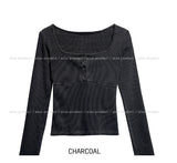 Wavy ribbed pigment long sleeves