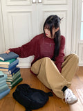 Lopeun boat neck net loose fit long sleeve knit