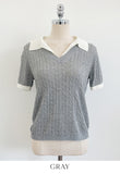 Rael Cable Color Matching Open Collar Knit
