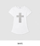 Metallic Cross Slim Short Sleeve