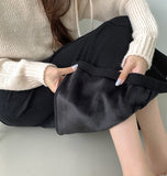 Back Slit Brushed Corduroy H-line Banding Long Skirt