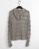 Forea Two-Way Punching Over Fit Knit Hood Zip-up