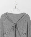 [BAONHAUS] Pohen Ribbed Ribbon Crop Cardigan