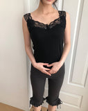 Untell Lace Button Half-Open Sleeveless