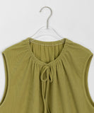 [BAONHAUS] Poiman Shirring Ribbed Ribbon Vest