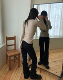 [MADE] Jahu Studded Shirring Bootcut Cotton Long Pants