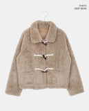 Ending Collar Pocket Duffle Wool Fluffy Fur Jacket